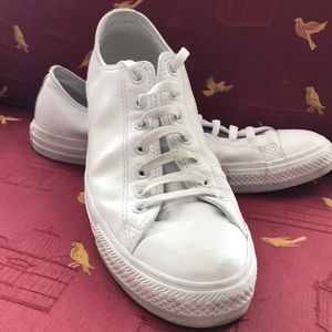 White Leather Converse All Stars, low top
